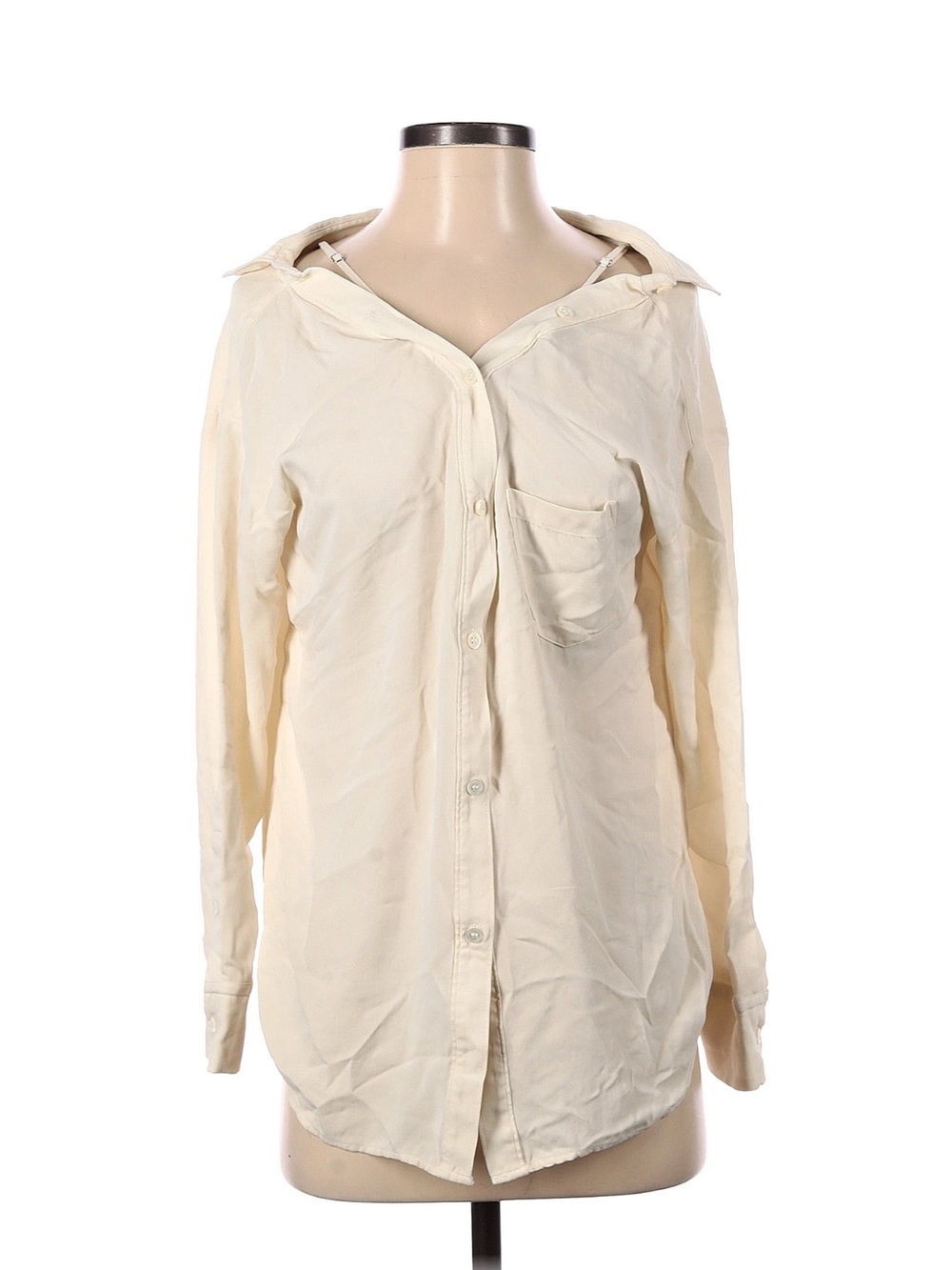 Theory Cream Cream Button-Down Shirt with Chest Pocket